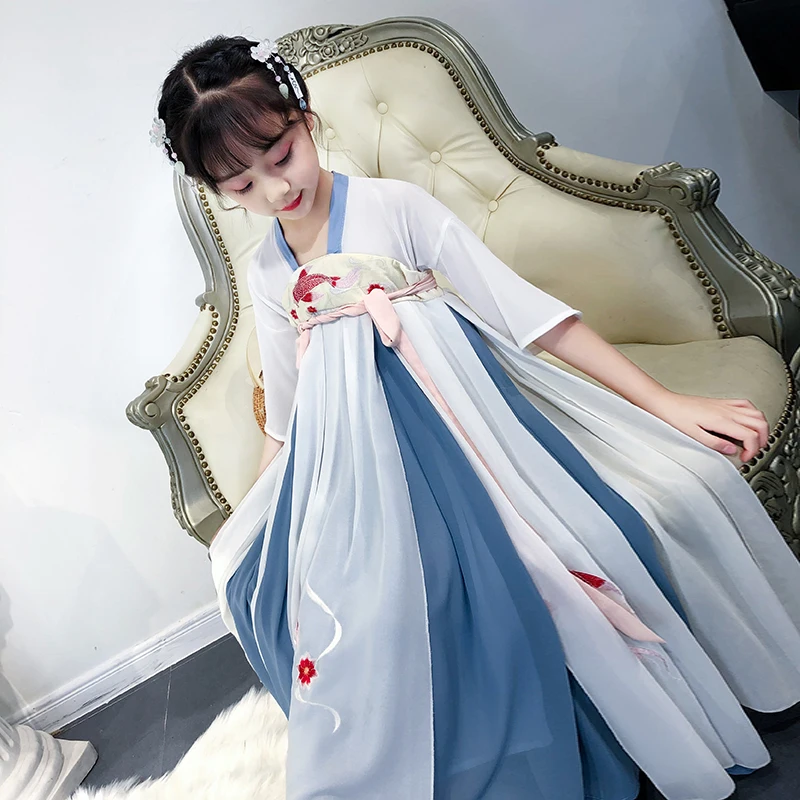 H2503 Girls Hanfu Fairy Chinese Style Children's Ancient Clothes Baby Summer Han Tang Dynasty Retro Traditional Princess Dresses