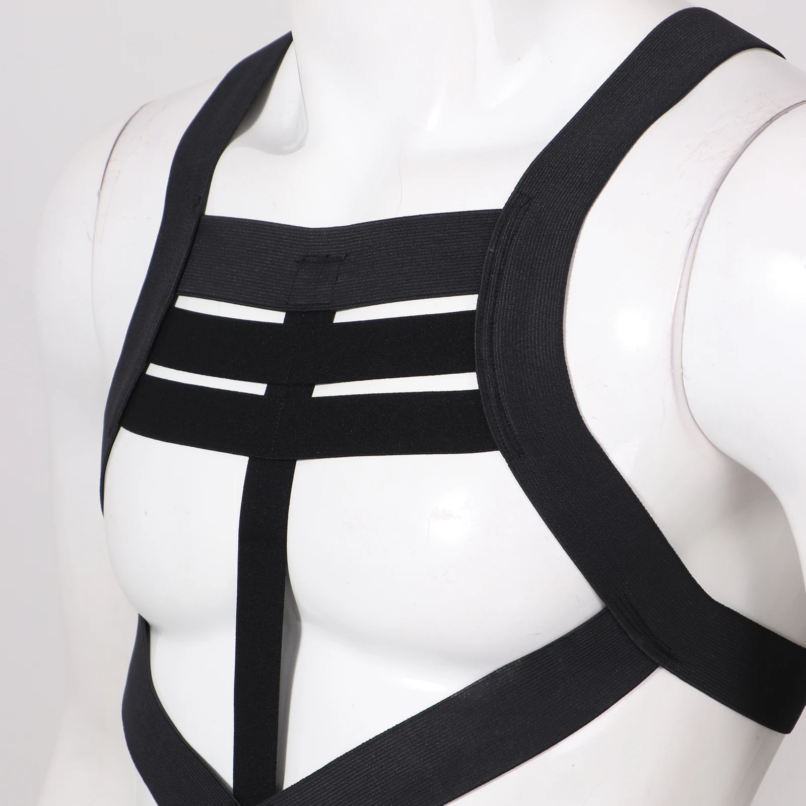 Men Exotic Tanks Belts Body Shoulder Chest Harness Belt Elastic Straps Criss Cross Back Hollow Out One-piece Jockstrap Bodysuit