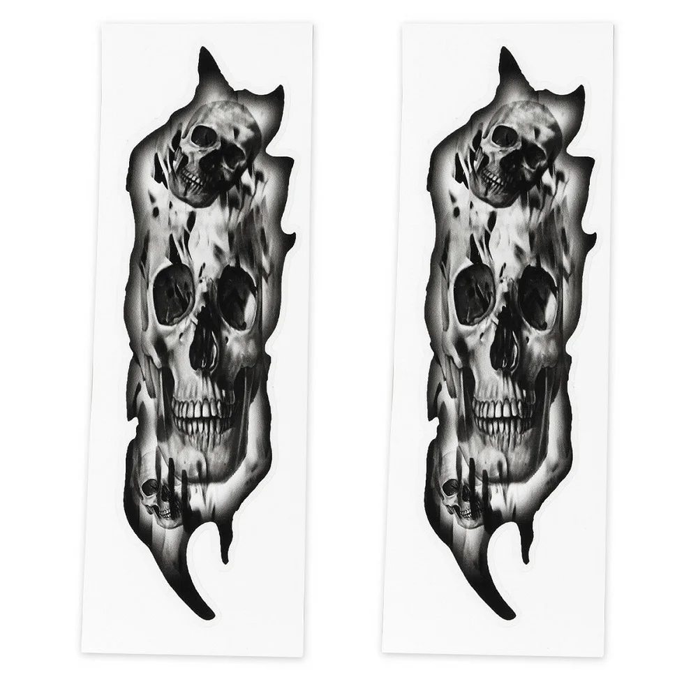 2PCS Motorcycle Front Fork Skull Decals Graphic Stickers Universal for Harley Honda Yamaha Suzuki Kawasaki