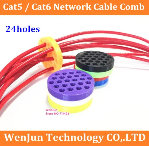 24 holes Category 5 Cat6 Network Cable Combs Organizer for Office / Computer / Home 24 wires Arrangement Tiy Tool Diameter10mm