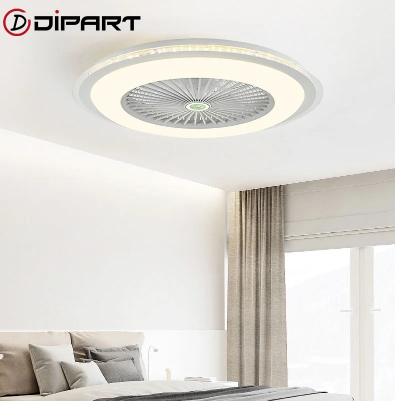 Remote Control Modern LED Fans Invisible Leaves Ultra-thin Ceiling Fan Lights Dimming Adjustable Wind  for Bedroom Living Room