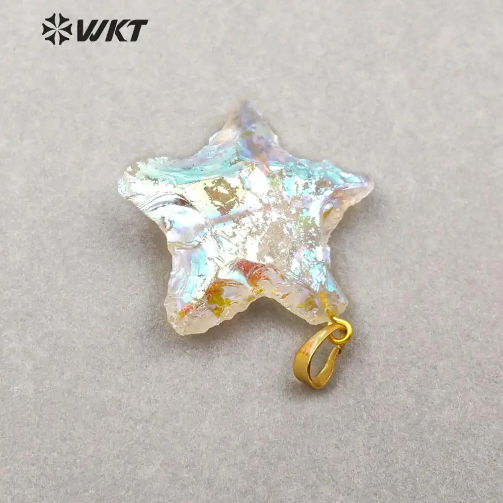 WT-P1461 WKT New Arrivals Raw Crystal Quartz Star Shape Pendant Women Fashion Necklace Pendant Jewelry