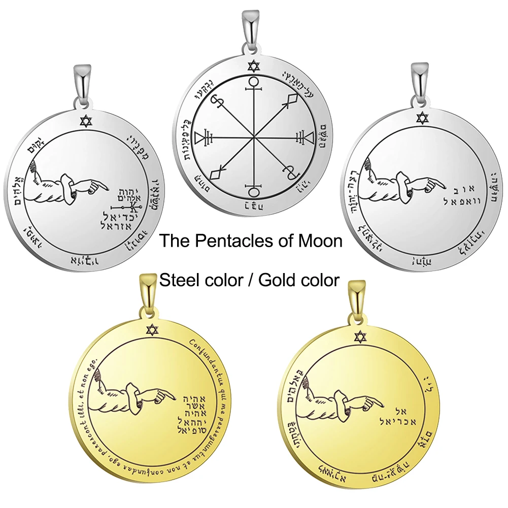 Dawapara Solomon Pentacle of Moon DIY Pendant for Necklace Strong Protective Amulet Supernatural Stainless Steel Accessories