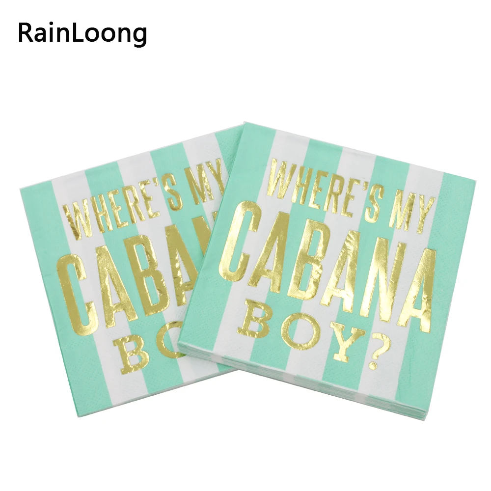 [RainLoong] 3Plys Beverage Gold Foil Paper Napkin Yay Festive & Party Supply Tissue Napkin Serviettes Decoupage 25cm*25cm