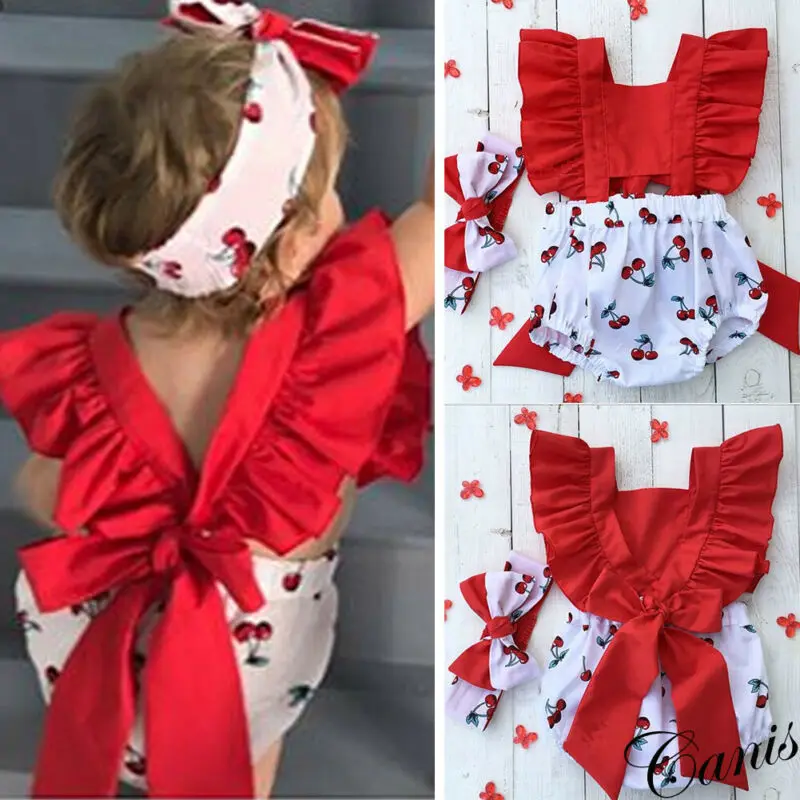 Kids Newborn Baby Girls Romper Hollow Out One-Pieces Headband Jumpsuit Outfit