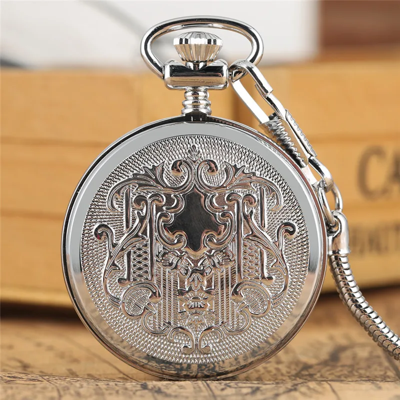 Montre de Poche à Remontage Mécanique Unisexe, Antique Shoous, Chiffres aniques et Romains, Horloge Pendentif avec Fob, Cadeau