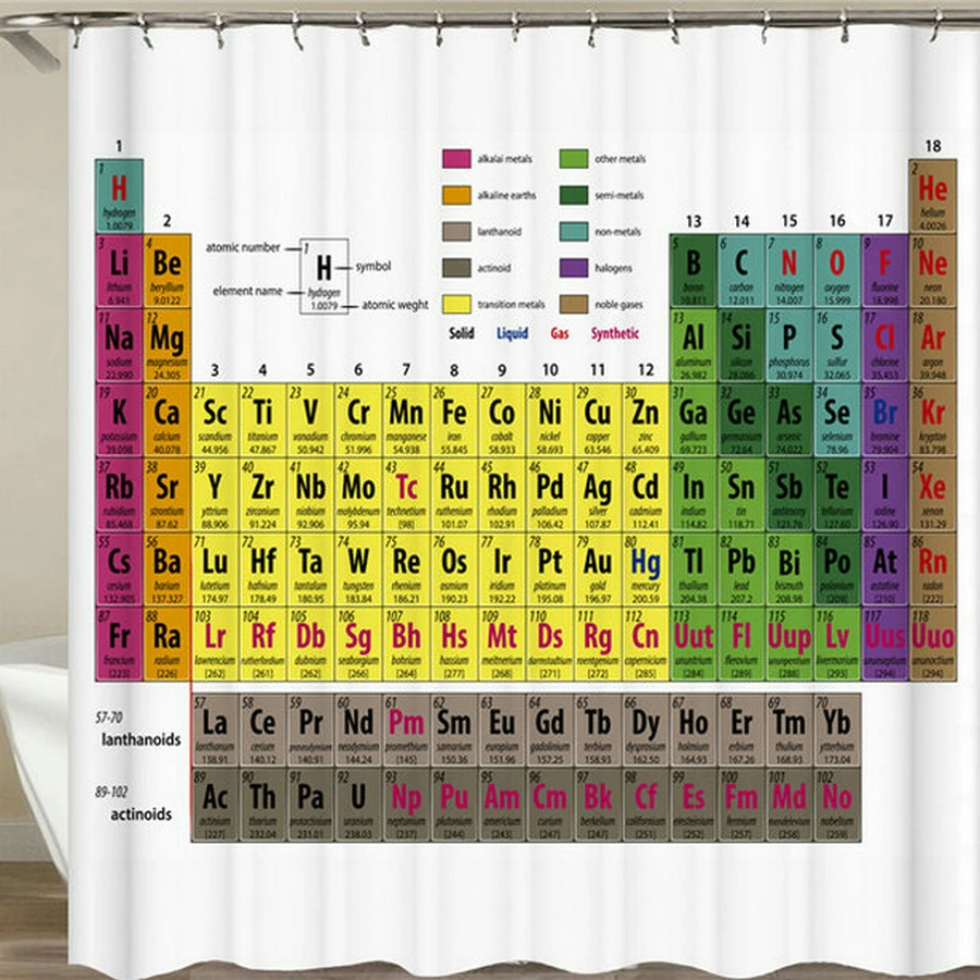 

Bathroom Shower Curtain 3d Print Periodic Table of Elements Bath Curtain Waterproof Cloth Home With Hooks 180*180 Bath Curtain