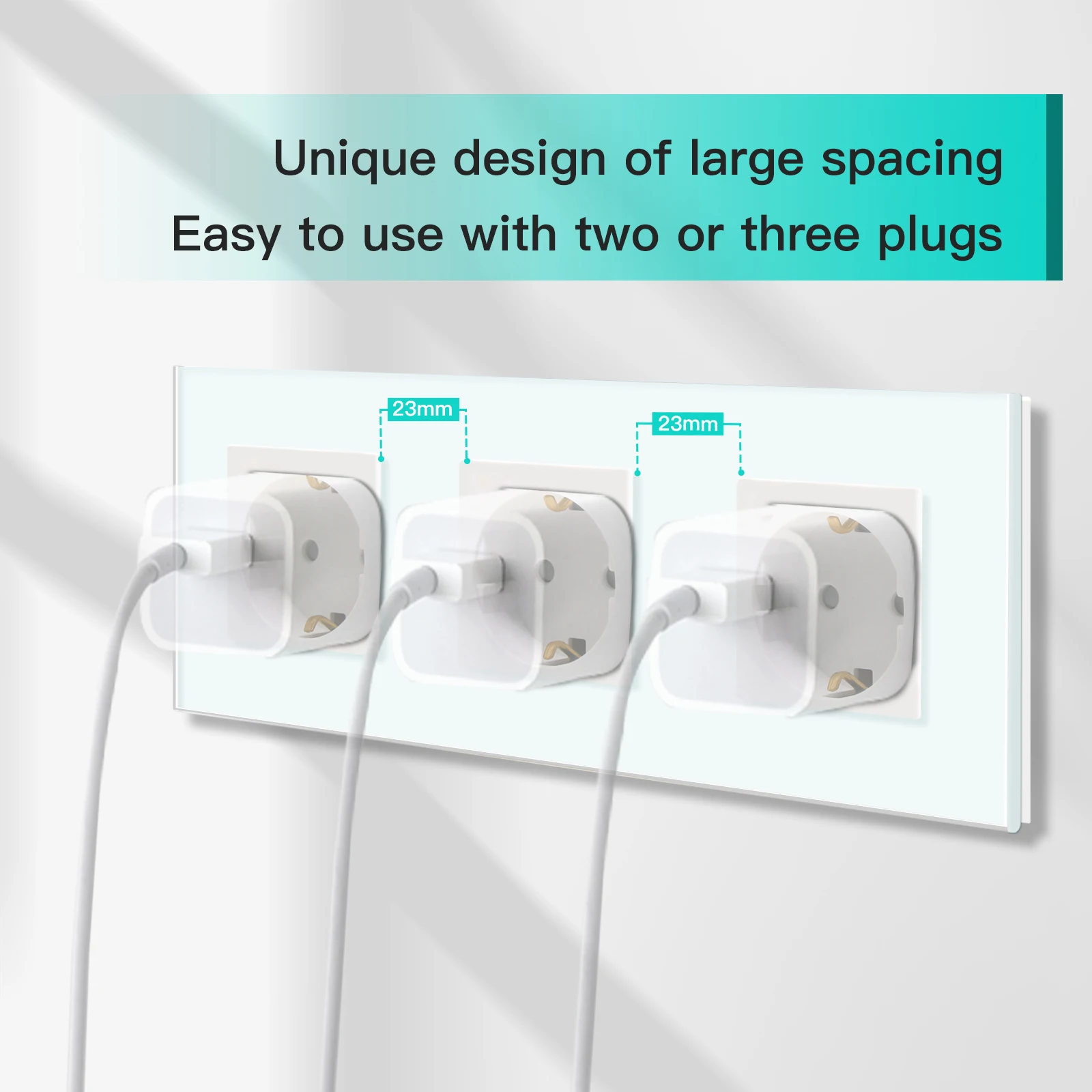 BSEED EU Standard Wall Sockets Single Power Outlets Double Frame Sockets Glass Panel Triple Plug Sockets Kids Protection 16A