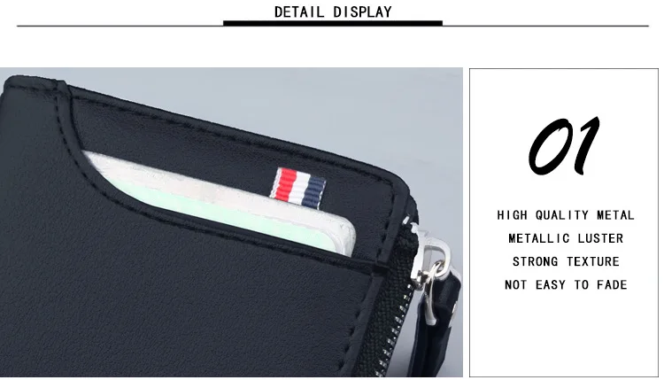 Men's Short PU Leather Wallet with Zipper Coin Pocket description 16