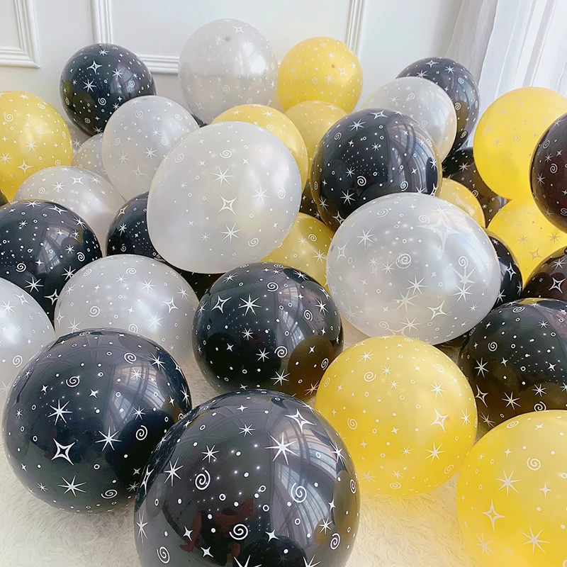 30pcs 10inch Earth Space Theme Astronaut Boy Birthday Party Black Star Navy blue Latex Foil Balloons For Kids Party Globos