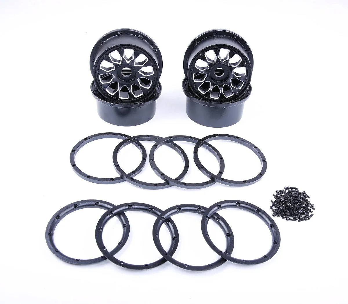 Metal Wheel Hubs with Beadlocks Ring Set for 1/5 Hpi Rofun Rovan Km Mcd Baja 5B SS 5T Truck Rc Car Toys Parts