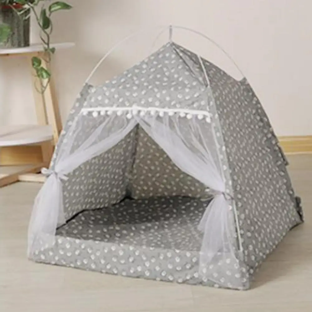 Cat Sleeping Nest Semi-Enclosed Cat Tent House Breathable Pet Hut Shelter With Screen Door For Summer Pet Bed Supplies