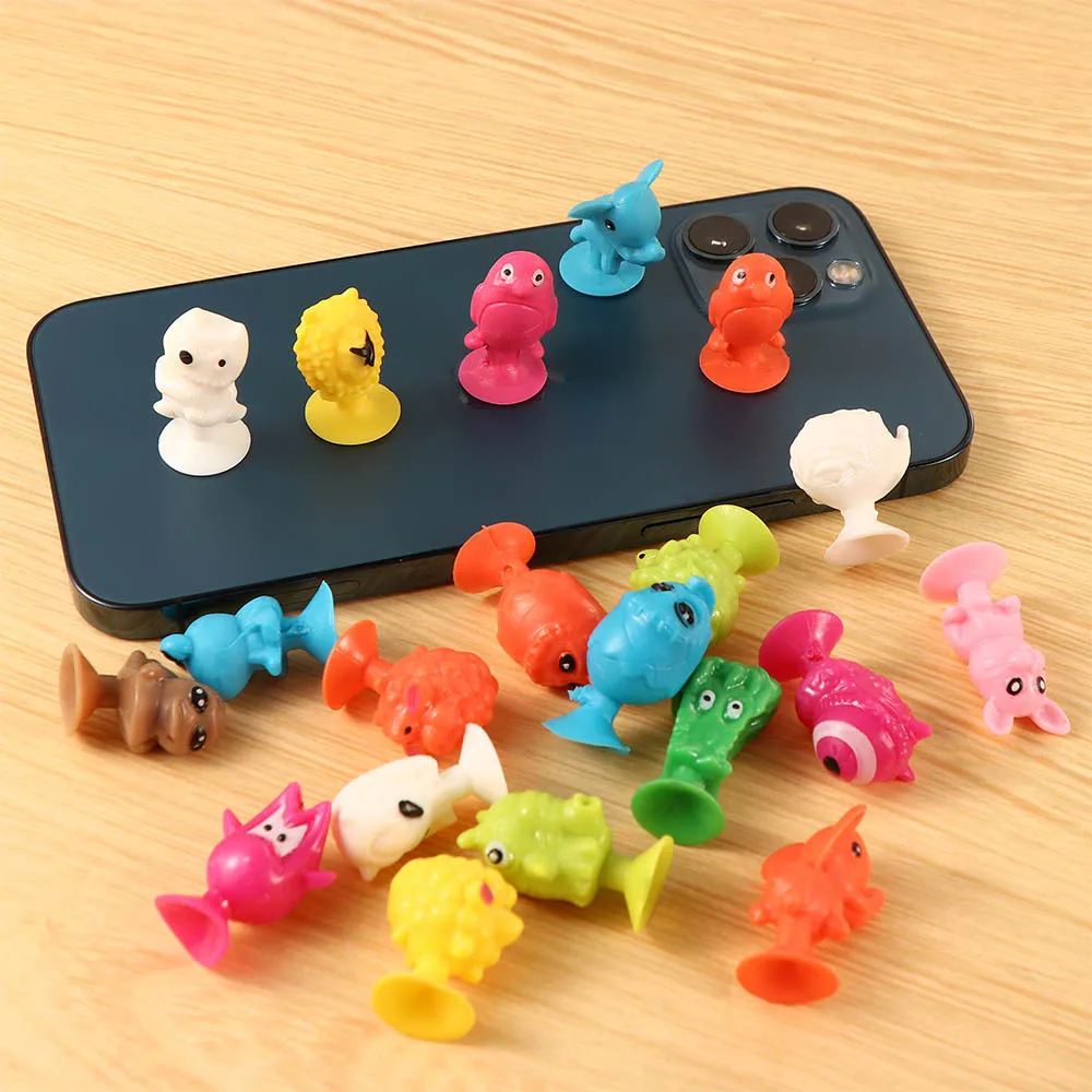 20Pcs/lot Mini Monster Sucker Capsule Model Little Cartoon Anime Animal Action Figures Mini Doll Suction Cup Toys for Children