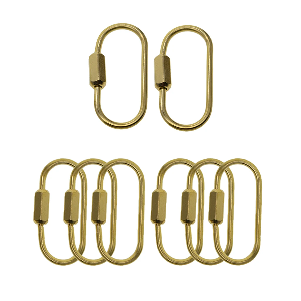 Brass Locking Carabiner Clip Oval Ring Spring Snap Key Chain Hook Screw Gate Hook Travel Metal Carabiners