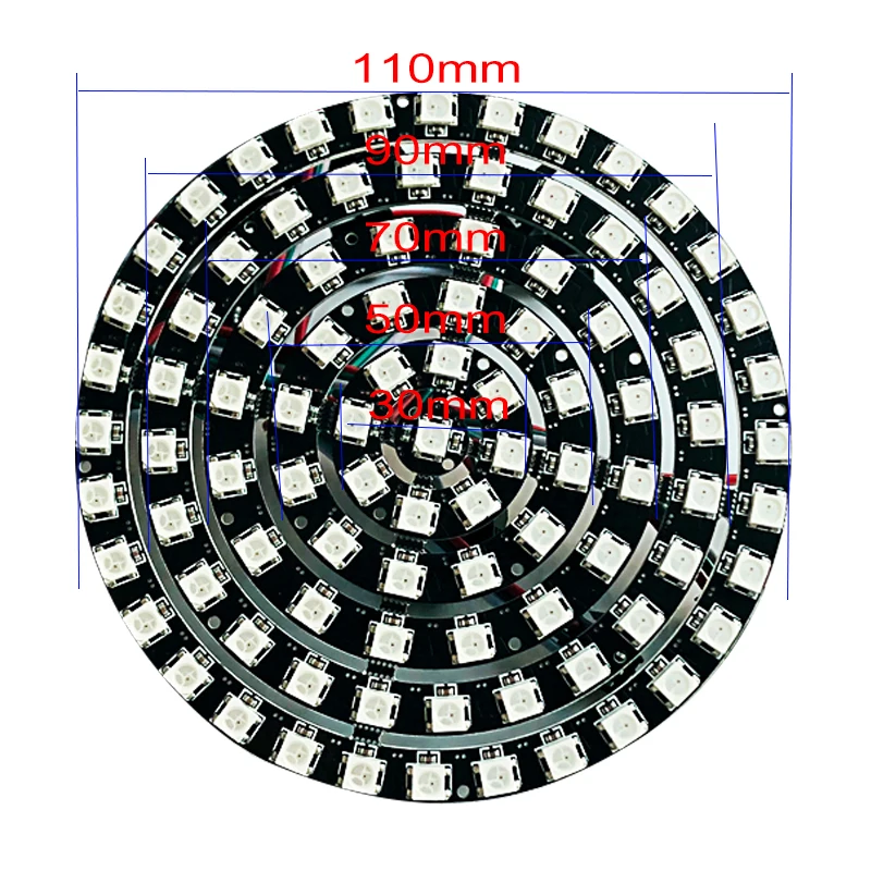 WS2812B DIY RGB LED Ring 37 to 241led/PCS  Round Module SK6812 5050 Integrated Driver Black PCB DC5V Full Color LED Ring