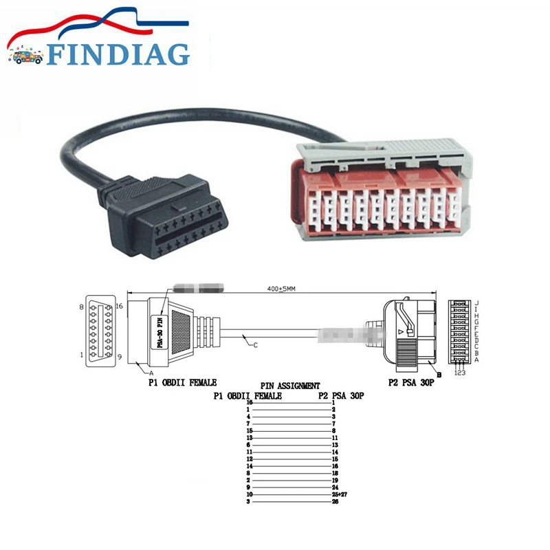 OBD2 interface PSA 30 Pin For Lexia3 for Citroen for Peugeot Adapter Connector PSA 30PIN Cable to 16PIN