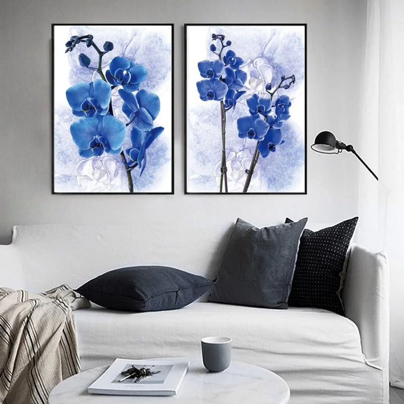 Nordic Violet  DIY 5D  Diamond Painting  Blue Flowers   Full Square/Round Diamond Embroidery Mosaic  Cross Stitch   Home Decorat