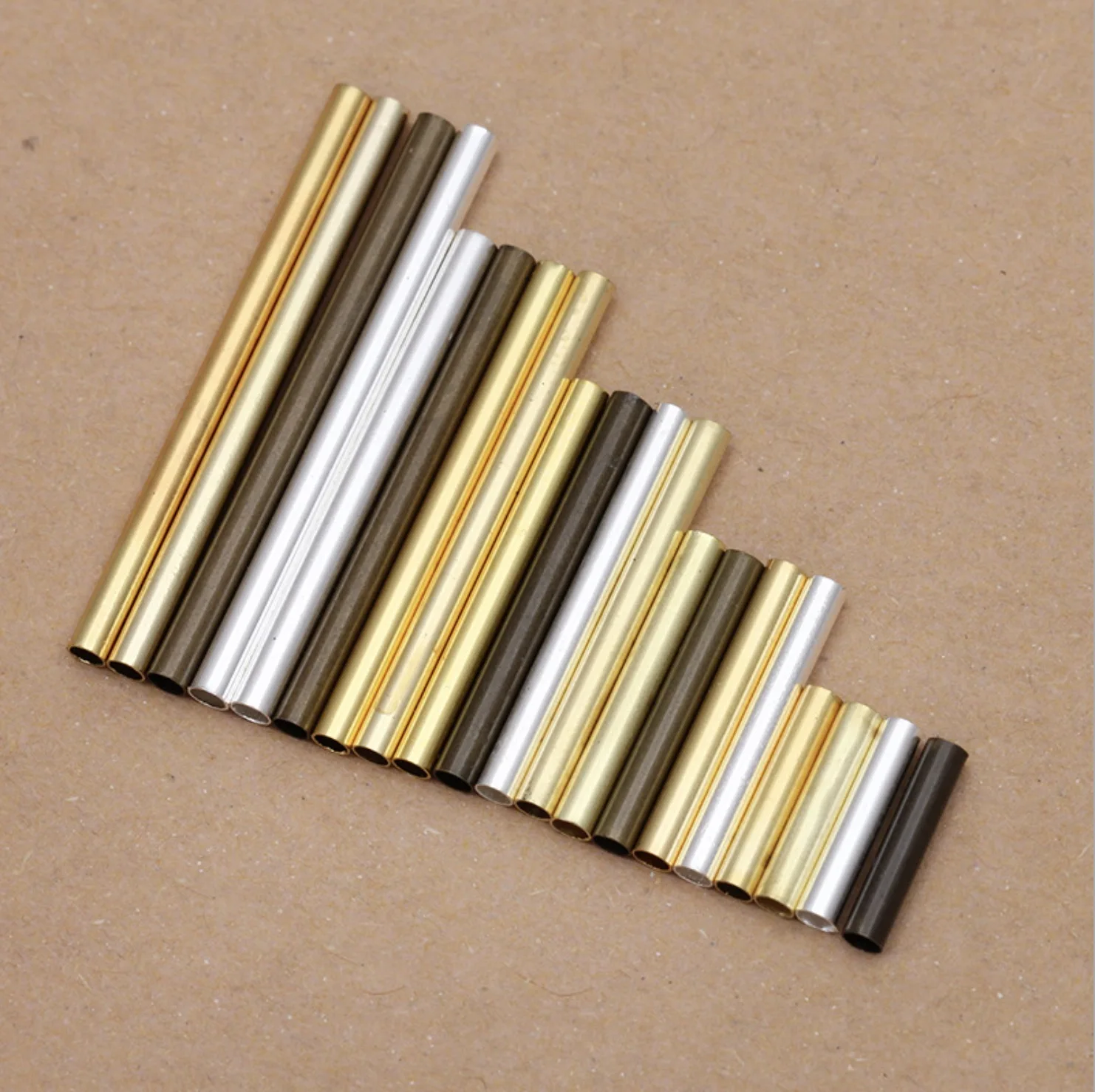 REGELIN 100pcs/lot 10-30mm Copper Spacer Beads Straight Tube Beads for DIY Chock Charm Necklace Bracelet Making