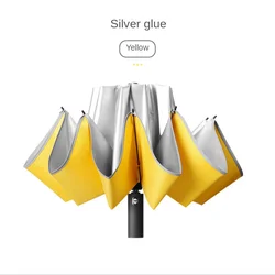 New Reverse Umbrella  Titanium Silver Coating 3 Fold Automotic Umbrella 10ribs Sunny Ombrello Inverso