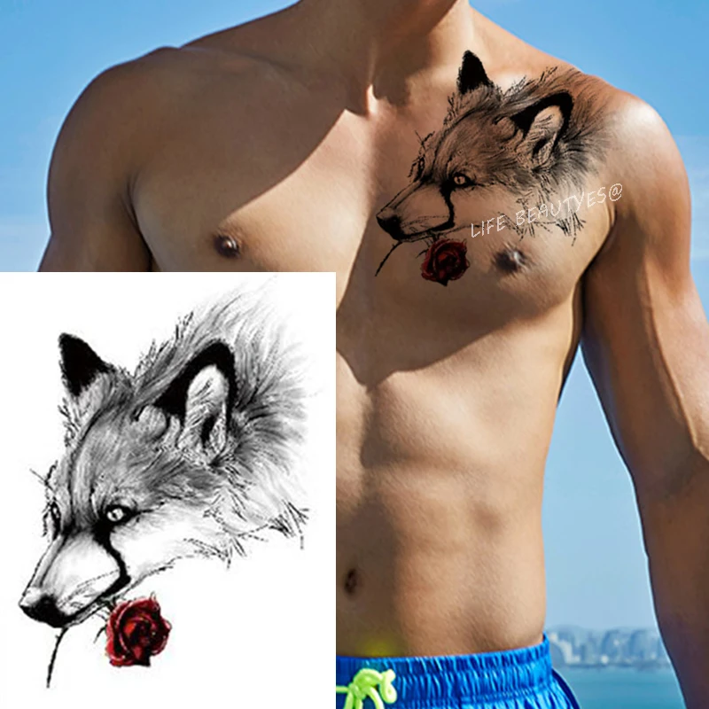 Waterproof Temporary Tattoo Sticker Wolf Lion Tiger Bear Flash Tattoos Women Leopard Crown Body Art Arm Fake Tatoo Men