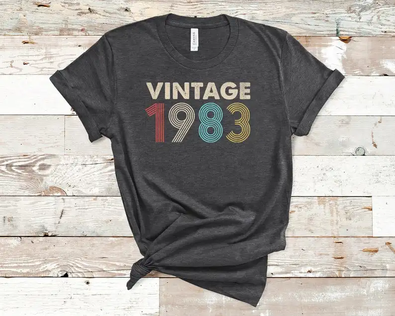 Vintage 1983 Distressed Retro Fade 39th Birthday Gift Party Shirt  Cotton Short Sleeve Top Tees Plus Size O Neck unisex Clothing