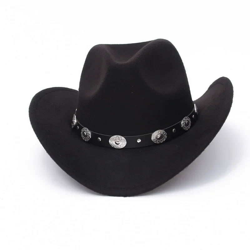 New Vintage Western Women Cowboy Hat For Men Wide Brim Cowboy Jazz Cap With Leather Belt Sombrero Cap Four Seasons