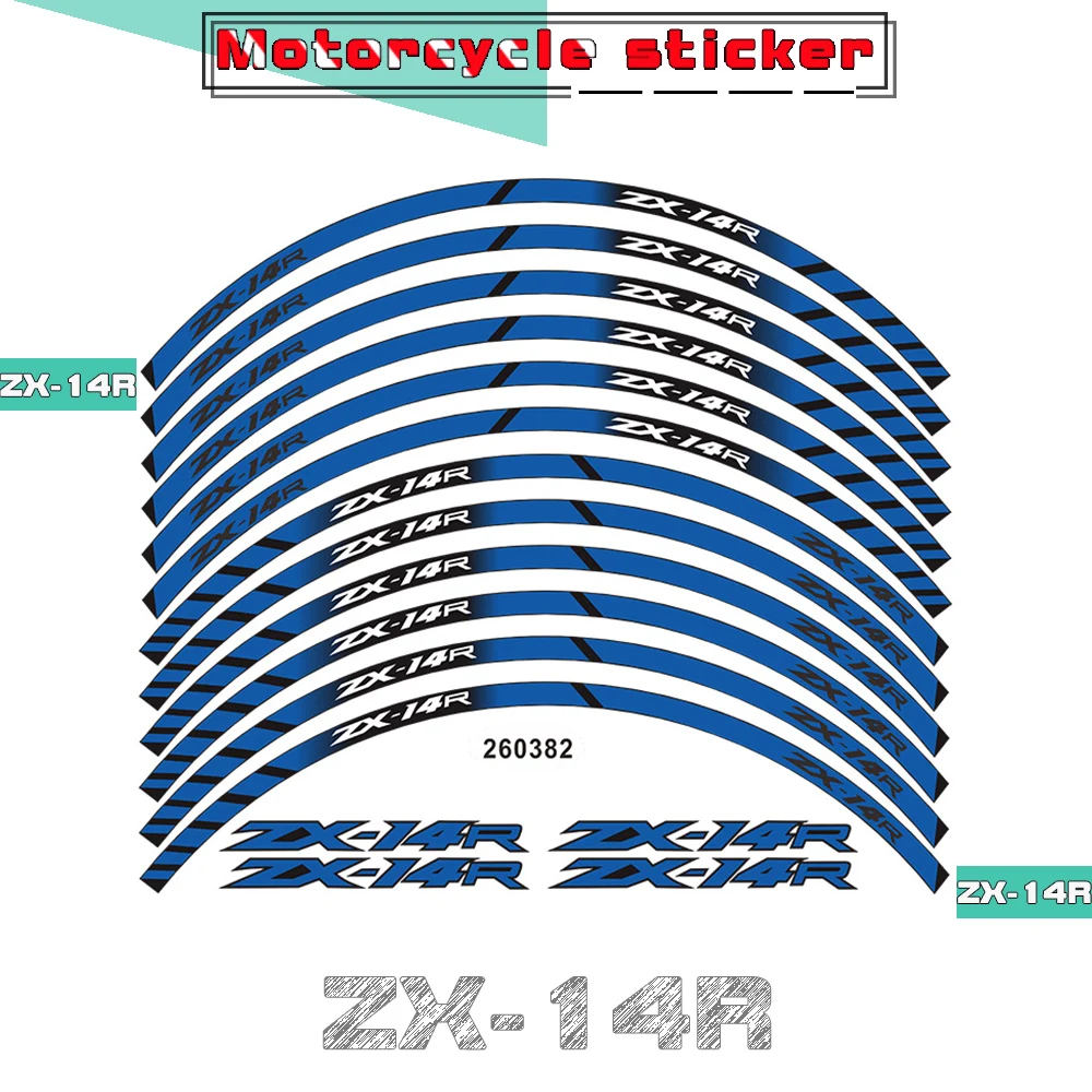 

Reflective Motorcycle Protection Stickers Inner Rim Multicolor Stripe Decals Durable Sunscreen Tape for KAWASAKI ZX-14R zx14r