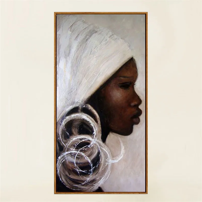 

Hand Painted african portrait oil Paintings black white africa woman face Paintings On Canvas art Wall picture home decor