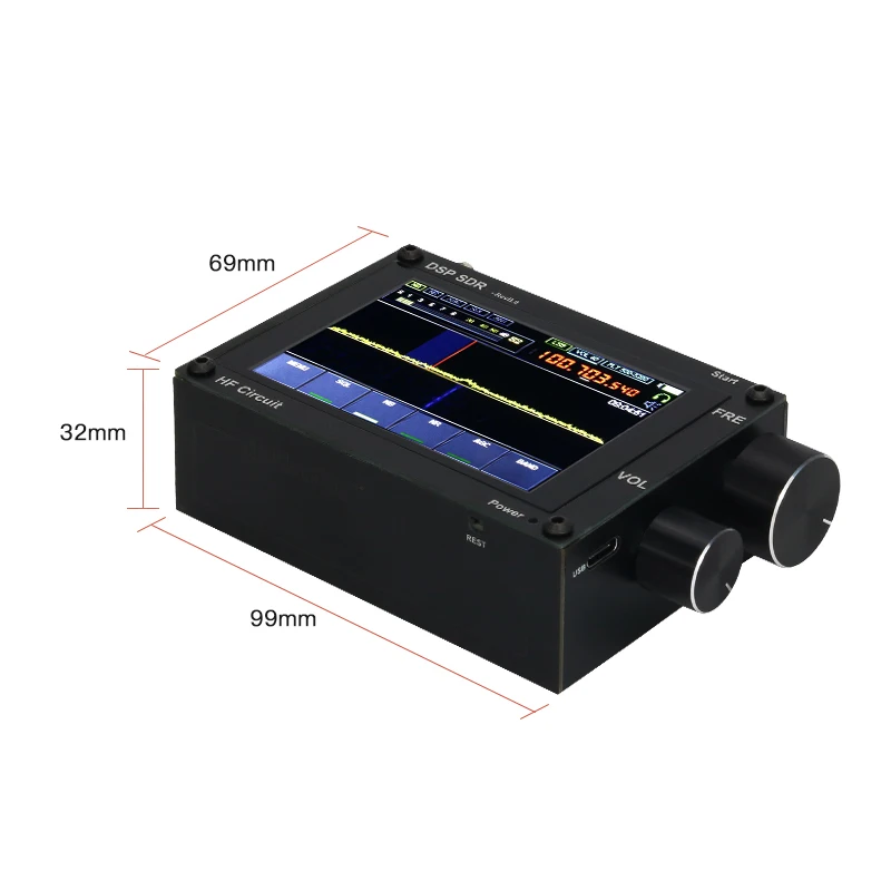 Tebal 3.5 "50K HZ-200M Hz/50KHz untuk 2 GHz Perunggu DSP SDR Receiver Malahit SDR radio Gelombang Pendek Receiver dengan Baterai Dijual