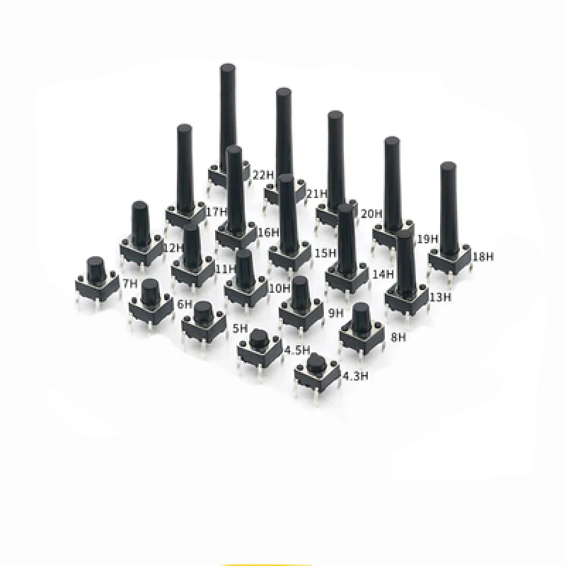 20 unids/lote 4,5*4,5mm Panel PCB interruptor momentáneo juguete interruptor Mini botón DIP lado 4Pin * 4,5*4,5*3,8/4,3/4,5/5/6/7/8mm