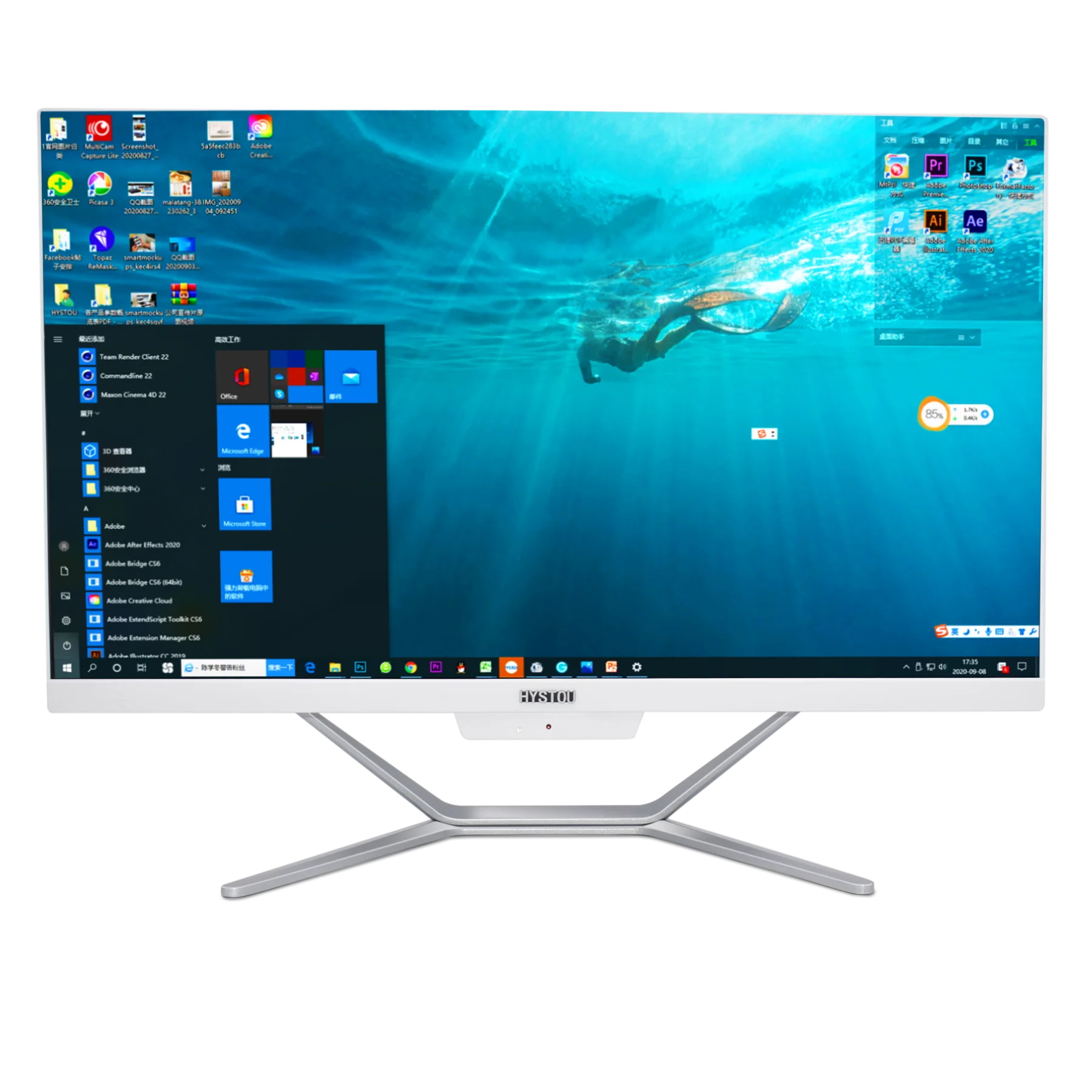 Desktop Computer Quad Core Intel i7 8565U All in One PC Gaming 24 Inch 1920*1080 Monitor DDR4 m.2 SSD Windows 10 Office using