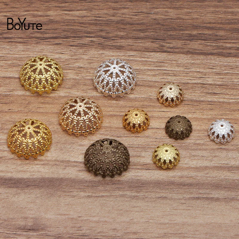 BoYuTe (100 Pieces/Lot) 12MM 20MM Metal Brass Filigree Flower Bead Caps Diy Hand Made Jewelry Findings Components