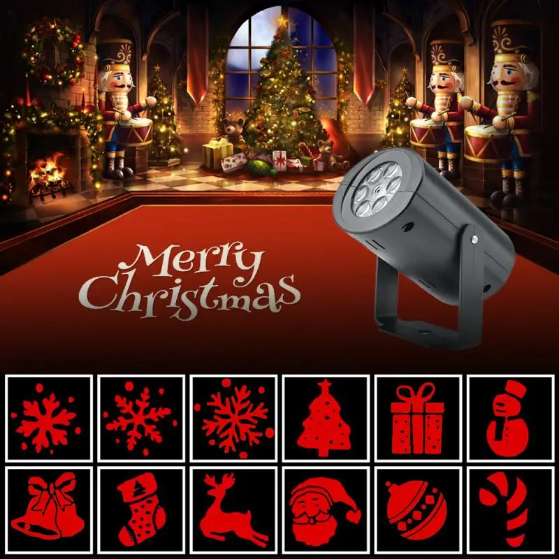 SALE 4W Christmas Laser Projector Light Colorful Automatic Rotating 12 Pattern For Christmas Indoor Spotlight Night Lamps