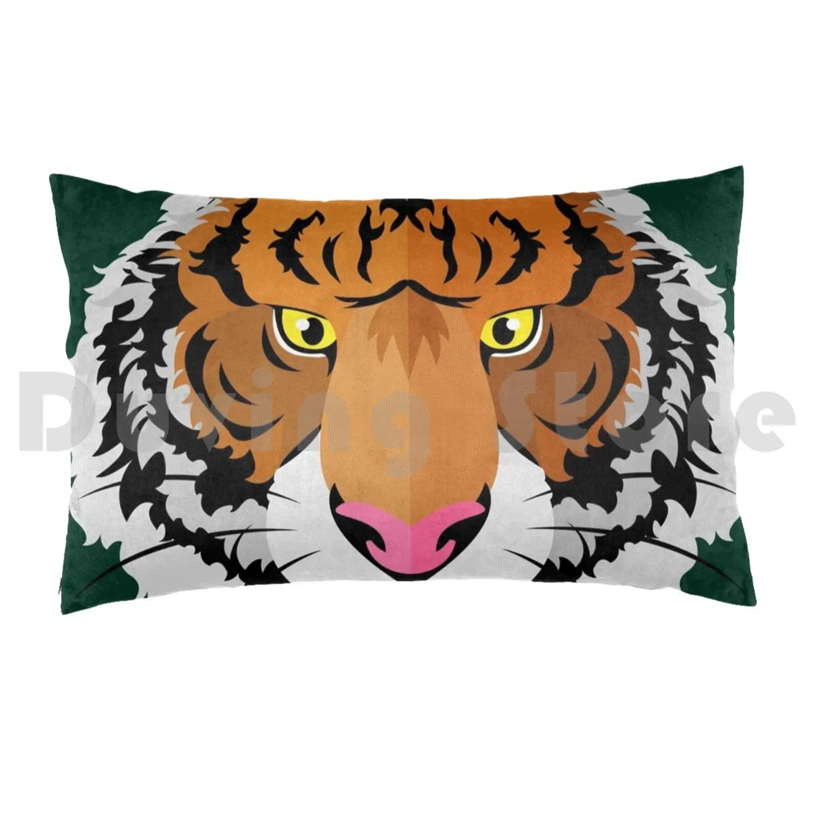 Tiger Head Pillow Case DIY 50*70 Tiger Face Animal Cat Big Cat Vector Redneck And Stupid Orange And Black