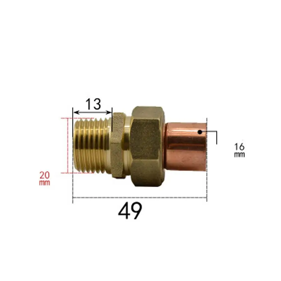 DN15 G 1/2 "BSPP mężczyzna x miedź wewnętrzna średnica 16mm mosiądz miedź koniec Feed montaż łącznik jednopunktowy łącznik woda olej gazowy