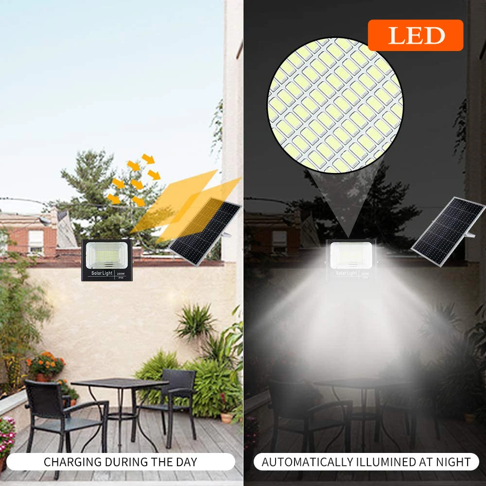 Imagem -03 - Remote Control Solar Powered Flood Light Ip66 Impermeável 300w Luzes ao ar Livre Lâmpada Solar para Quintal Piscina