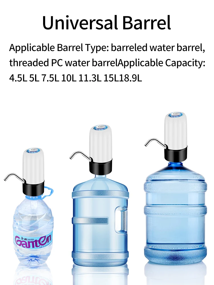 كبير شرب ديسبكاتم التلقائي الكهربائية زجاجة مياه مضخة USB شحن موزع مياه زجاجة مضخة مياه التبديل 1-5 جالون