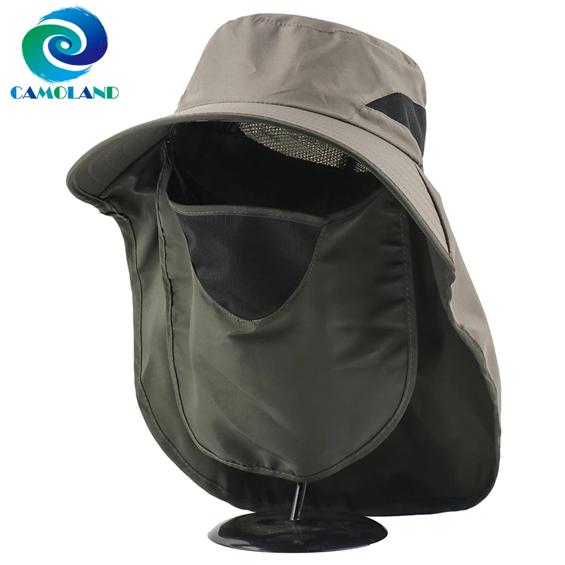 

CAMOLAND 2 in 1 Summer UPF 50+ Sun Hats Male Outdoor Breathable Hiking Fishing Caps With Neck Flap UV Protection Bucket Hats