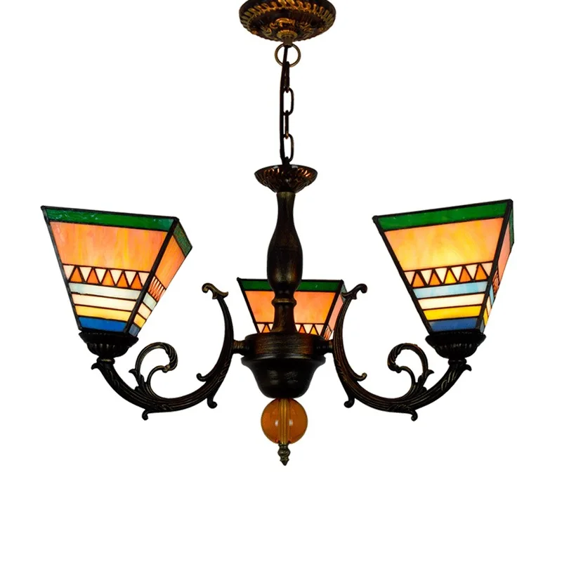 

European Creative Tiffany Stained Glass Hotel Villa Restaurant Bedroom Study Bar Cafe 3 Art Chandelier Lamps