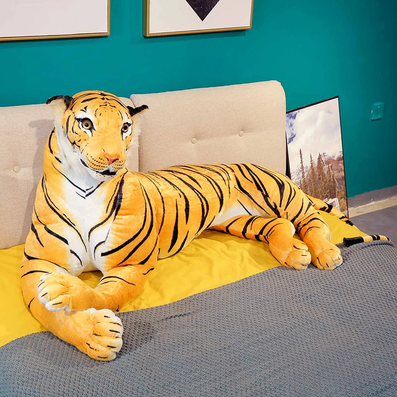 

giant lifelike animal tiger plush toy simulation zodiac tiger doll for kids birthday gifts home zoo deco souvenir 67inch 170cm