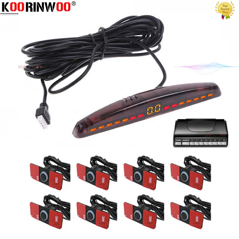 

Koorinwoo Dual Core CPU Car Parking Sensors 8 Radars 4 Front 4 Back Rear Probes Parktronic System Auto detector Assist Jalousie