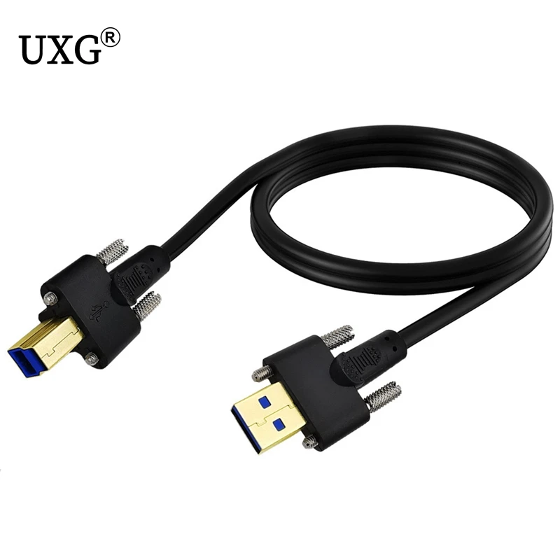 

1m USB 3.0 Cable A Male to B Male with Dual M3 Screw Locking Used for Docking Station External Hard Drivers Scanner Printer etc