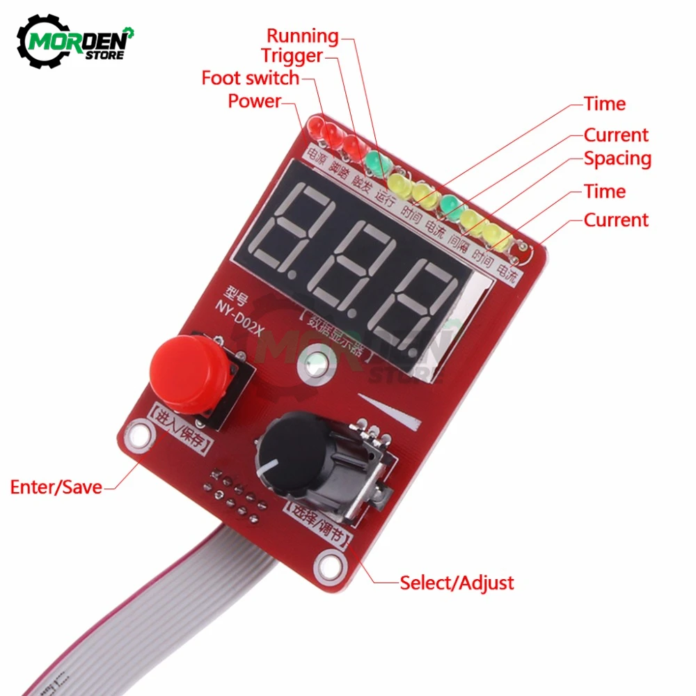 40A 100A Double Pulse Spot Welder Machine encoder Adjustable Time Current Display Contro Board AC 110V/220V to 9V Transformer