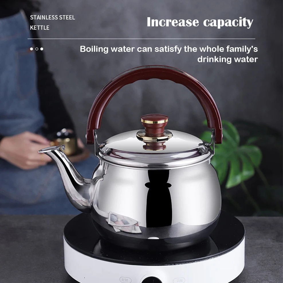 1L Stainless Steel Whistle Kettle Thicken Large Capacity Boiling Water Kettle Beep Reminder Teapot Suitable For Induction Cooker