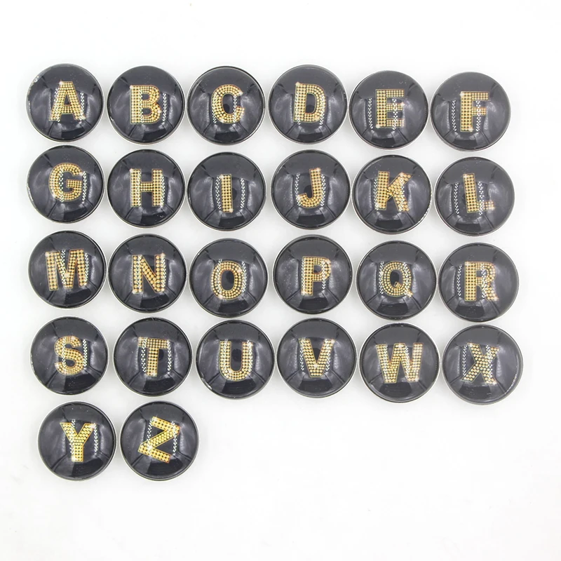 

26pcs NEW DIY 18mm Snap Jewelry Cabochon Glass Initial Letters Button for DIY Snap Bracelet Necklaces Earrings Snap Jewelry