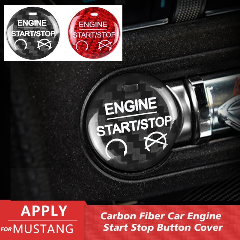 

Наклейка из углеродного волокна для кнопки запуска и остановки двигателя автомобиля, Стайлинг автомобиля для Ford Mustang 2015-2019, аксессуары для интерьера, отделка