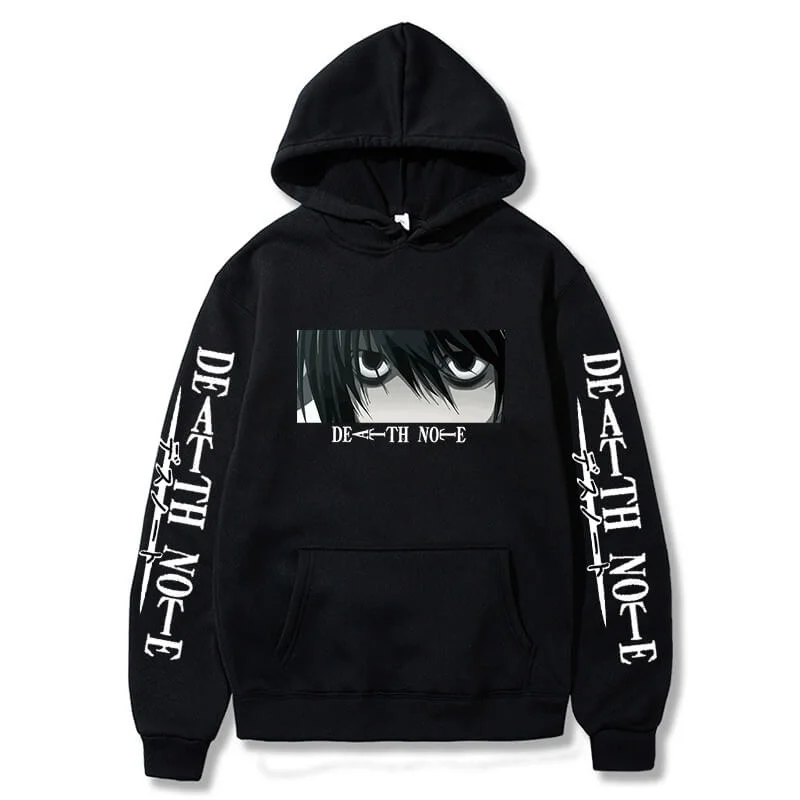 

Death Note Anime Hoodie Charater Eye Print Men Women Sweatshirt Pullovers Casual Streetwear Sweater Hooded Pocket Hoody Top 2021