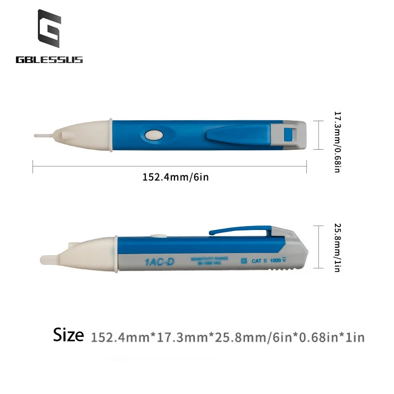 1pcs Intelligent Electric Tester 1AC－D Multifunctional Non-contact Induction Automatic Line Detection LED Alarm Sound 90-1000V