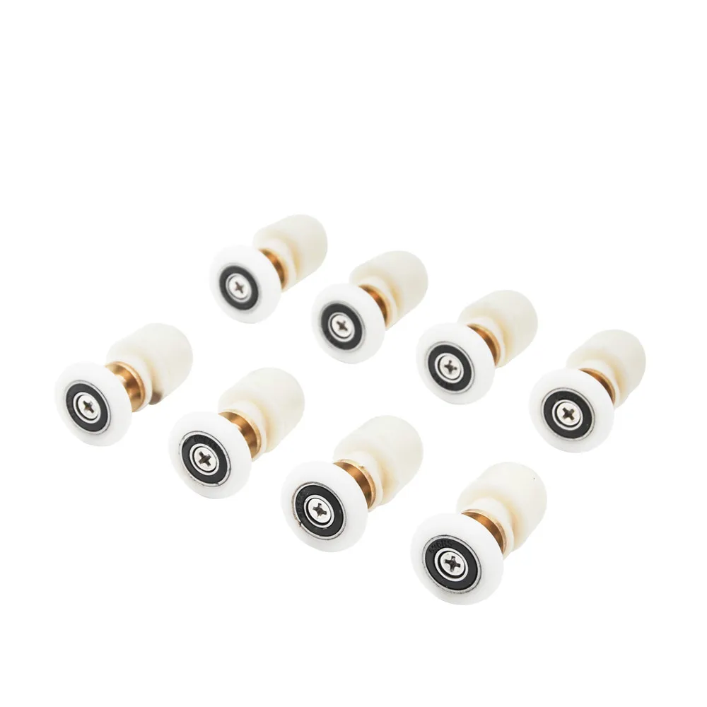 

4pcs/8pcs 1 set 19/23mm/25mm/27mm Brass&Nylon Single Wheel Pulley Bearing Sliding Glass Door Rollers For Shower Cabin Bathroom