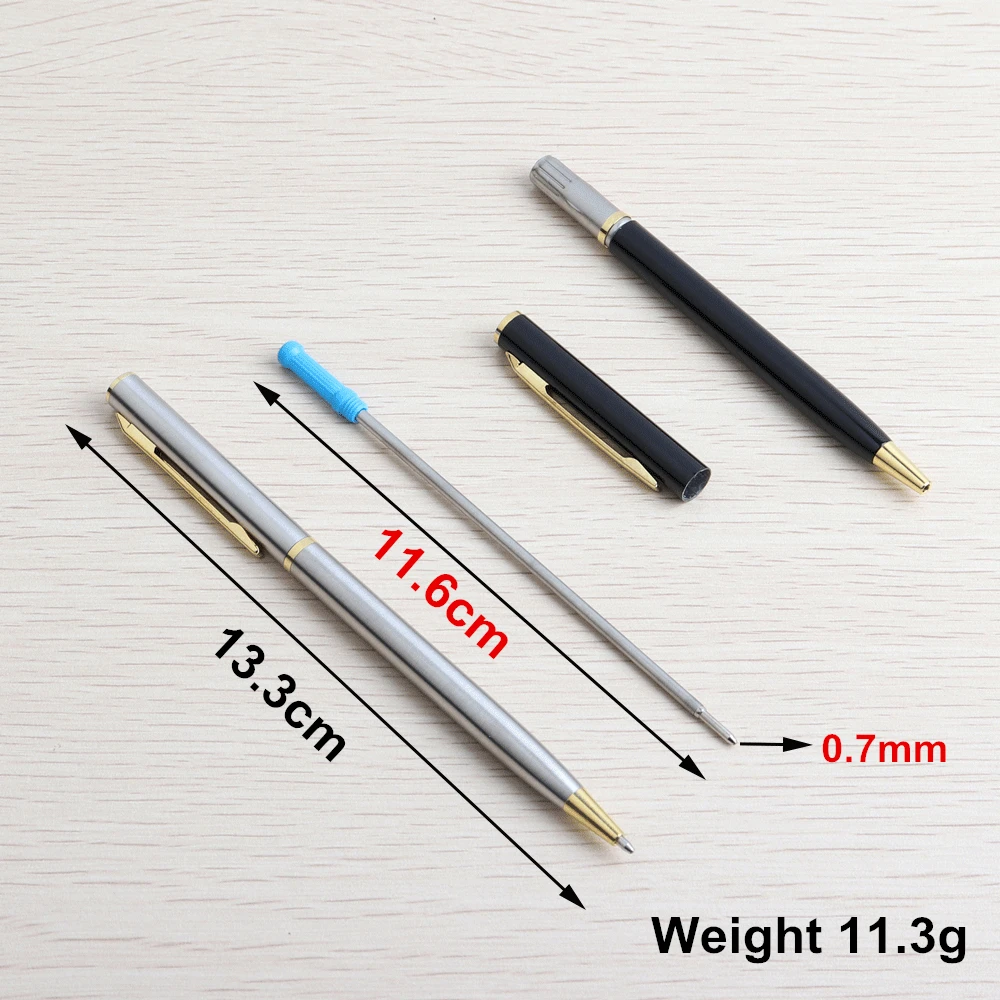 1+10Pcs/Set Metal Ballpoint Pen With Refills For School Office Stainless steel Material Rotating Stationery Supplies Pens